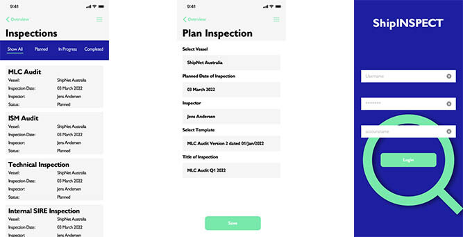 Mobile screens from ShipInspect